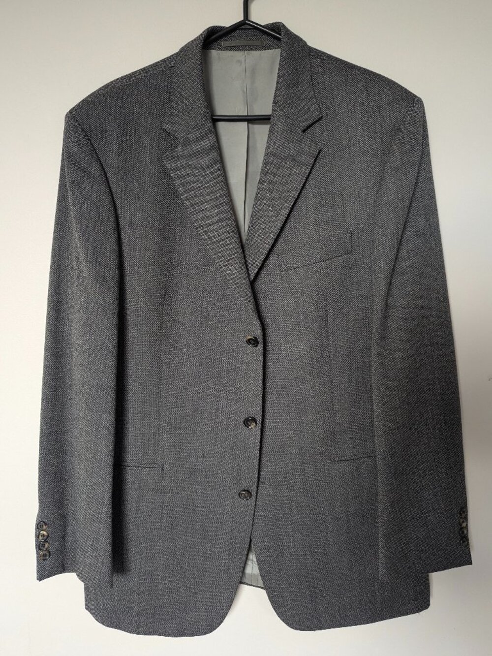 Hugo Boss Men's 42L Einstein Suit Jacket Gray Birdseye Texture Wool
